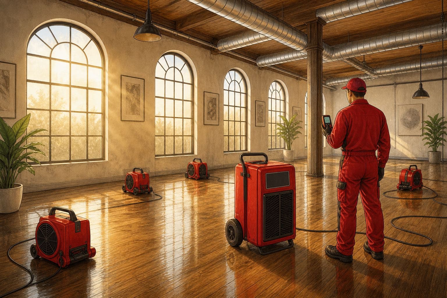 Structural drying equipment in a home